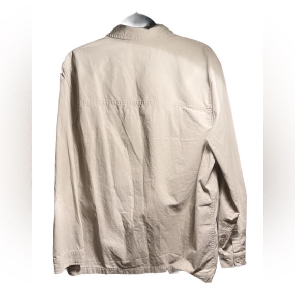 Frank & Oak Cream long sleeve The Typewriter Cloth Cargo Overshirt Moonlight L - Picture 3 of 6